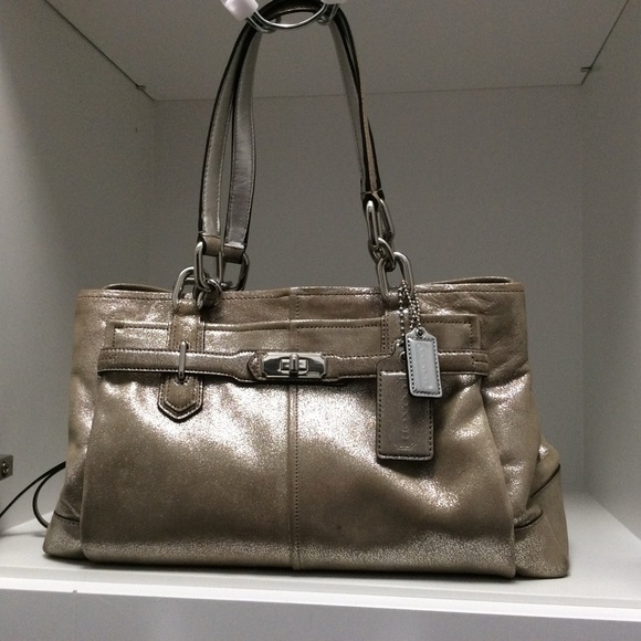 Coach Champagne Shimmer leather satchel - Picture 1 of 6